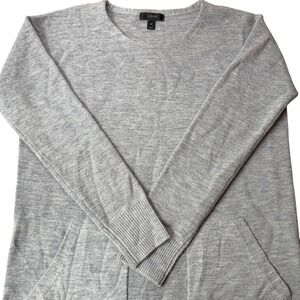 J. Crew Merino Wool Pocket Tunic Gray Sweater Womens XS/S Office Casual Ribbed